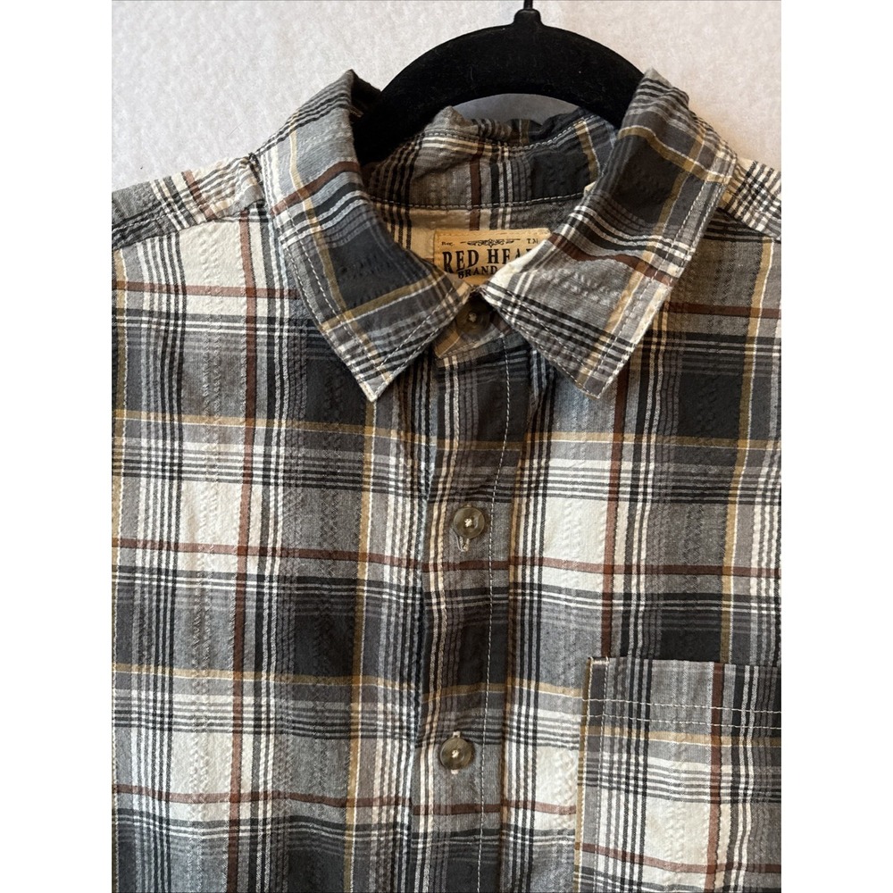 Redhead Brand Co Plaid Woven Short Sleeve Button Up Shirt Men's M Cozy Bass Pro